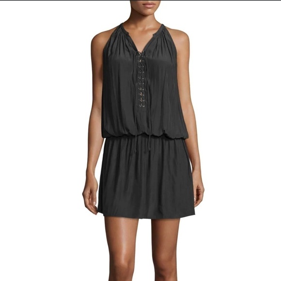 Ramy Brook Dresses & Skirts - Ramy Brook- Black Sleeveless Alexandra Lace Tie Up Mini Dress